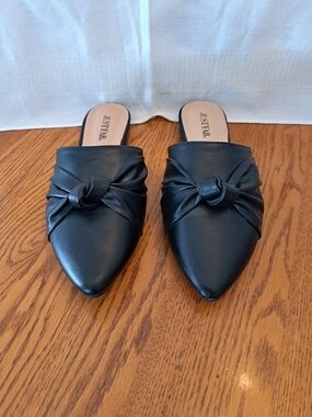 JUSTFAB Black Knotted Pointed Toe Mules
